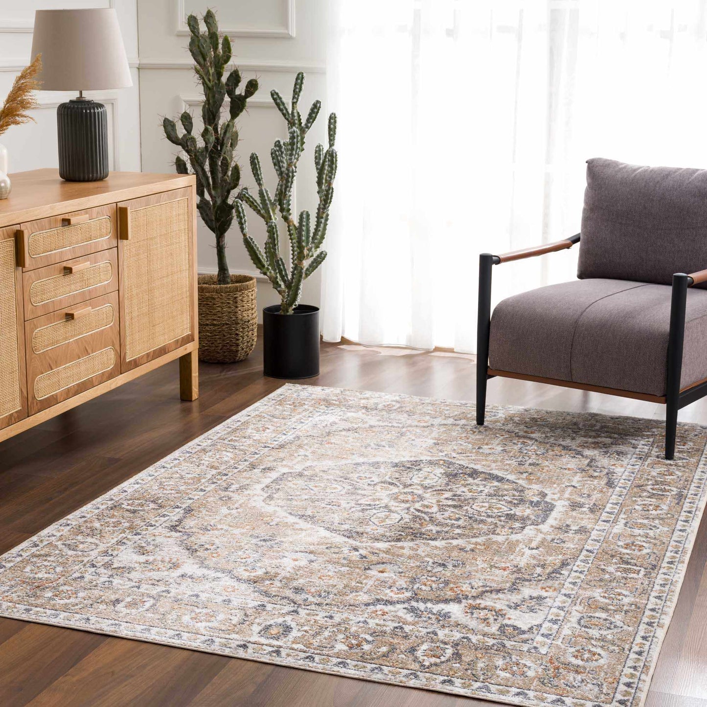 Beige Hiti Washable area rug from PriceLows™