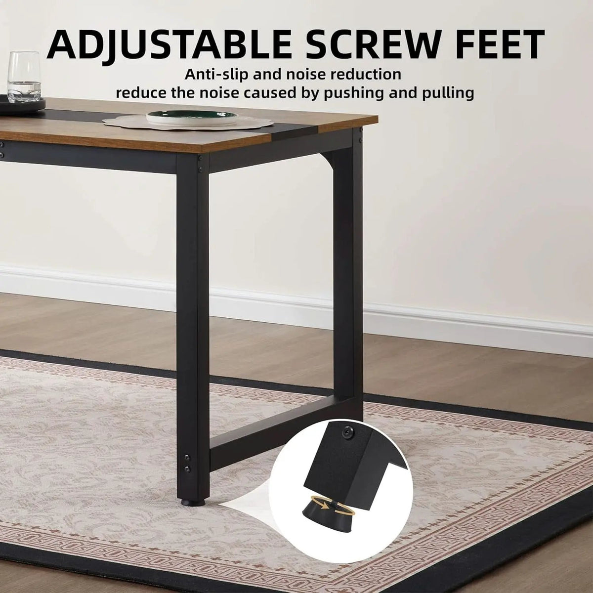 Large Computer Desk 59.8 Inches Wooden Surface Rustic Black from PriceLows™