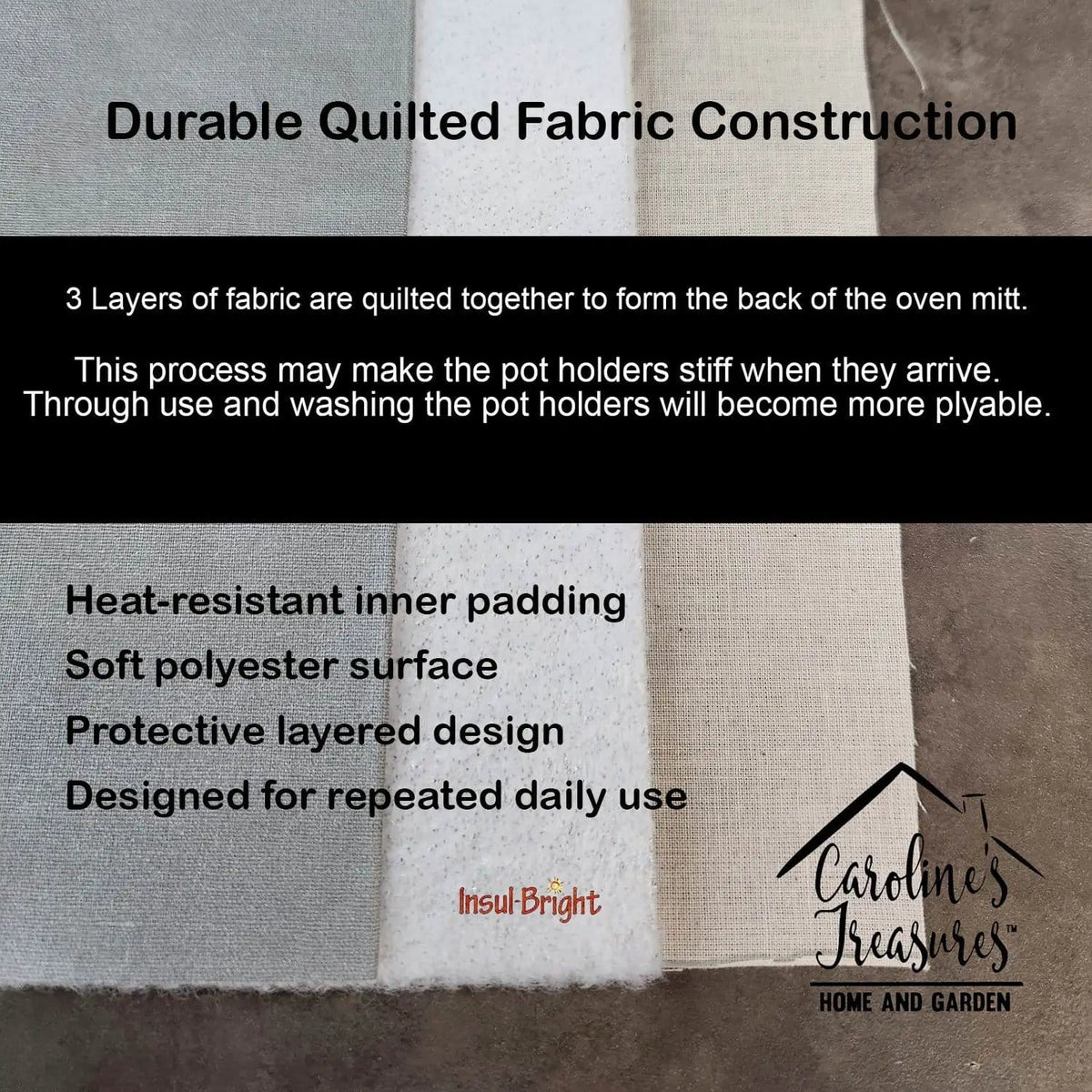 Pot Holder Set of 2 | Heat Resistant Quilted Hot Pads | 7.5 x 7.5 Inch | Ekk A Meece