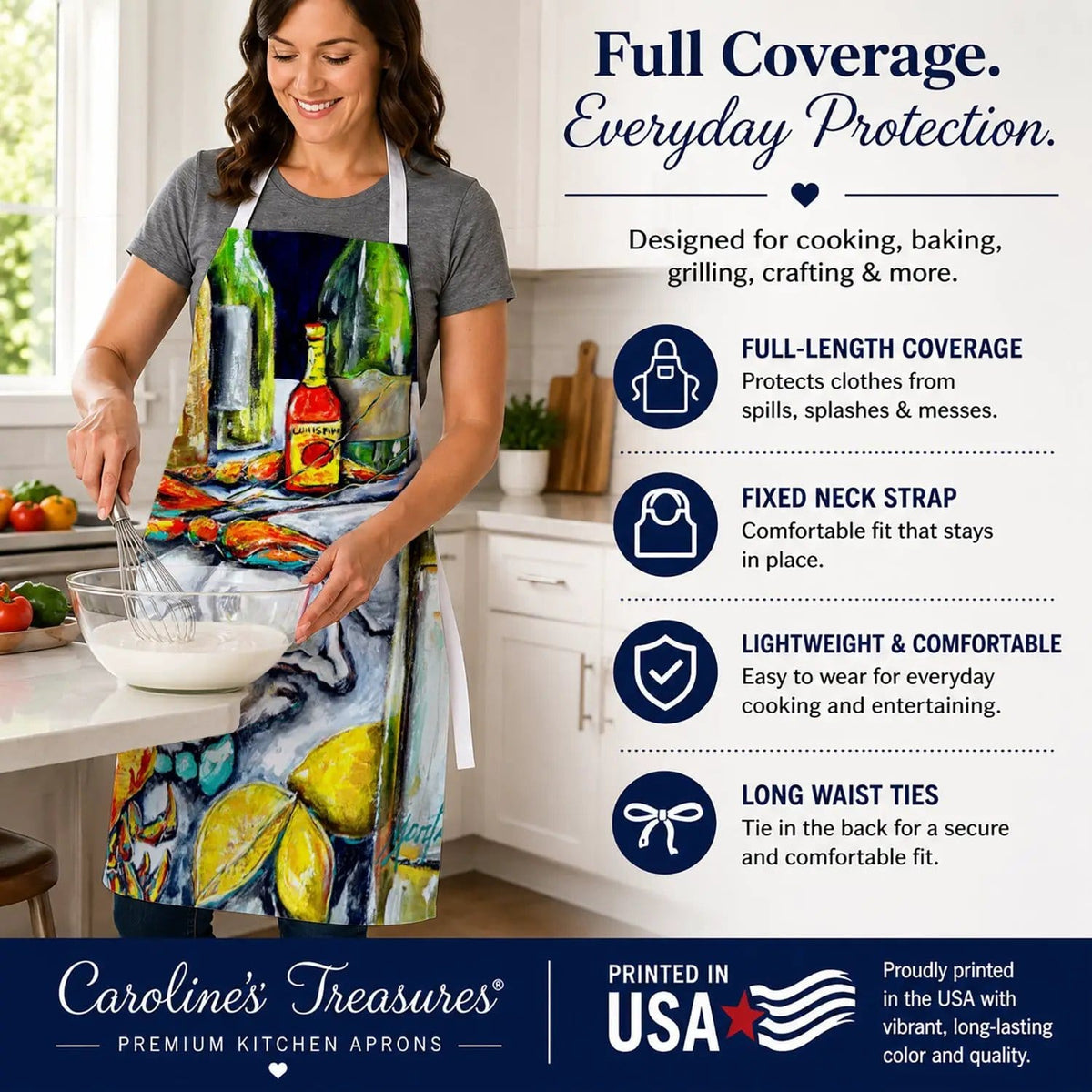 Kitchen Apron | Bib Style Unisex | 27"W x 30"H | Sit a Spell Seafood Crab boil