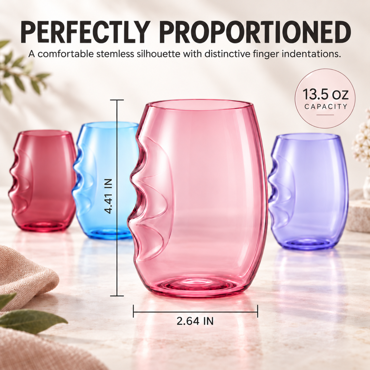 Madrid Acrylic Stemless Wine Glassware | Set Of 4