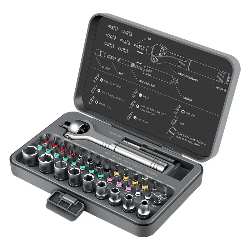 Galacok 40 in 1 Magnetic Ratchet Screwdriver Set, Multi-functional Wrench Set with 180° Adjustable Handle S2 Bits and Socket Set from PriceLows™