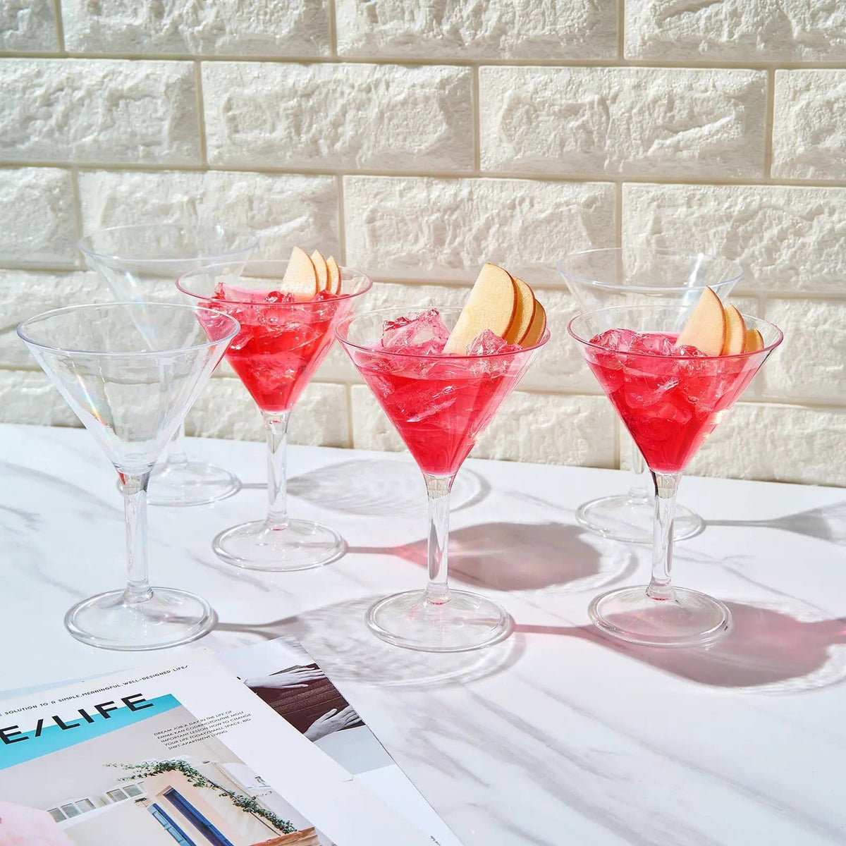 Barcelona Acrylic Martini Cocktail Glassware | 10 oz | Set of 6 | Glass