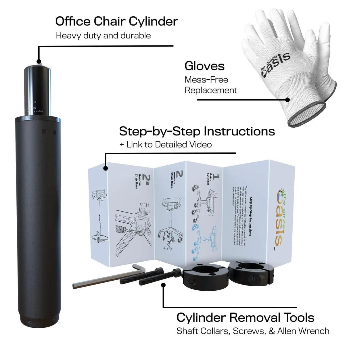 Office Chair Cylinder Replacement With Removal Tool Black from PriceLows™