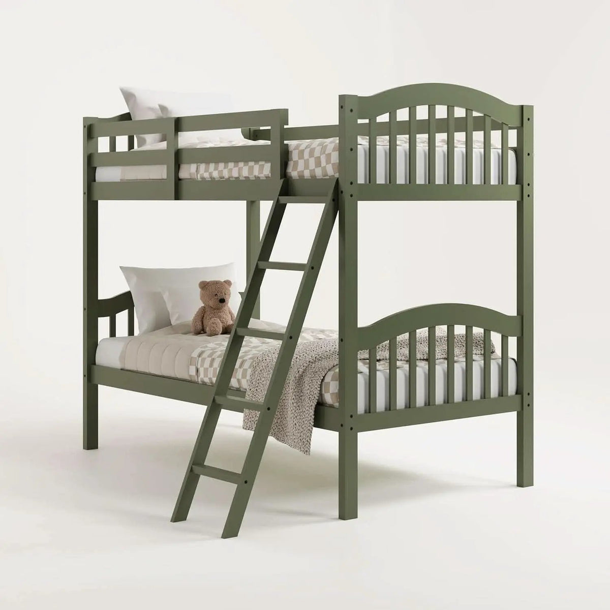 Olive Twin Over Twin Bunk Bed Converts To Two Beds from PriceLows™