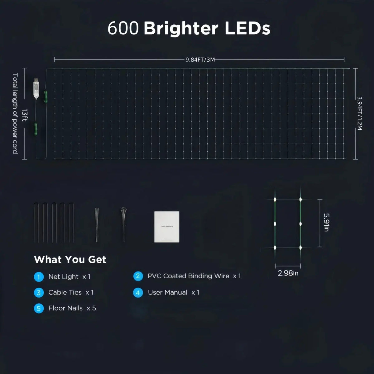 Smart Net Lights Outdoor, RGB&IC Lights with App/Remote Control, DIY Modes, Waterproof Mesh Light for Patio Bush Decor from PriceLows™