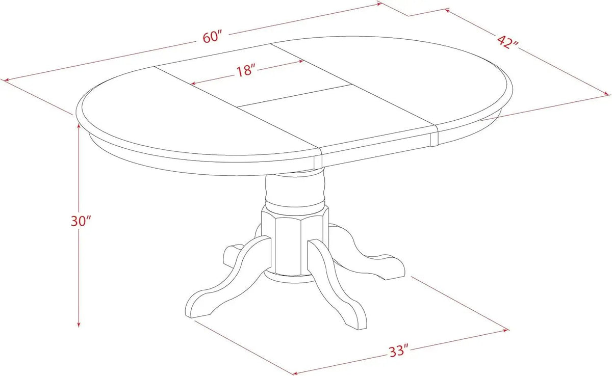 Oval Dining Table 42x60 Inch Butterfly Leaf Finish from PriceLows™
