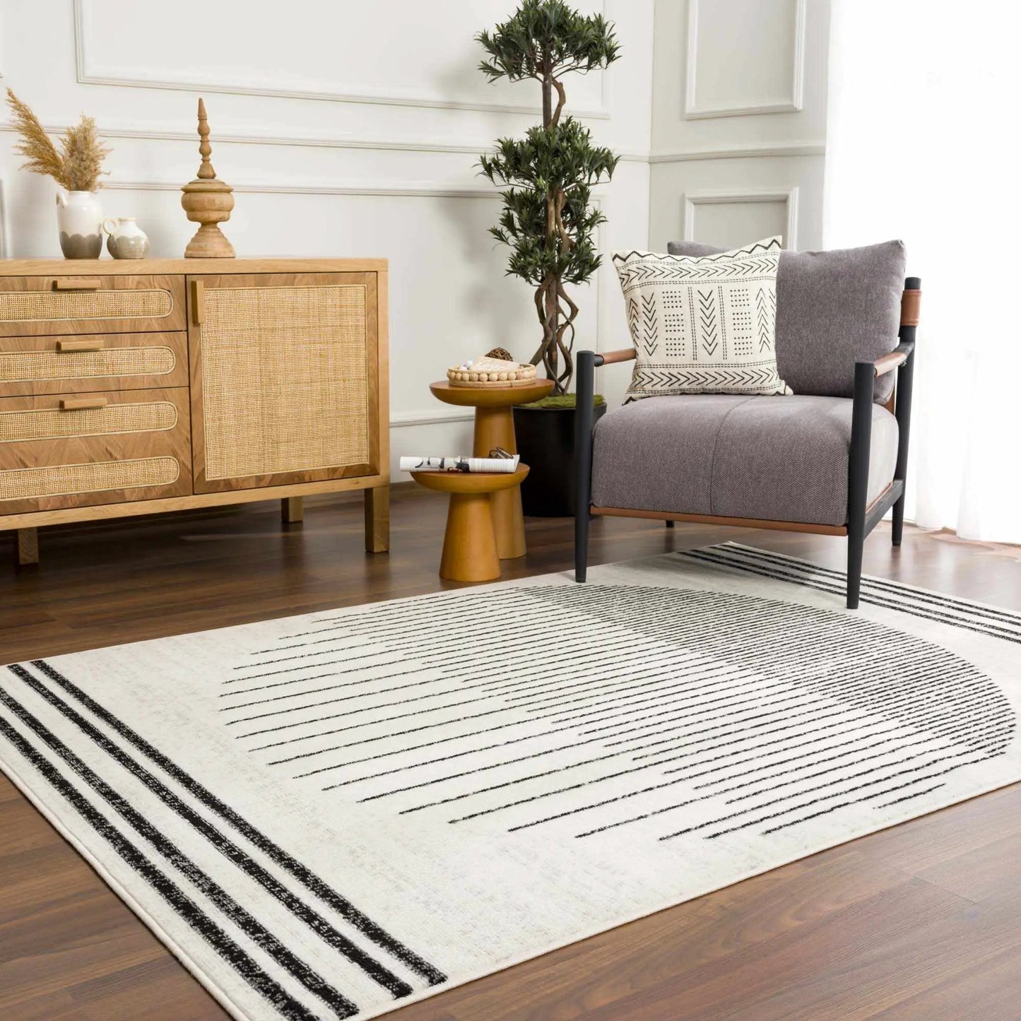 Angus Abstract Black and White Area Rug from PriceLows™