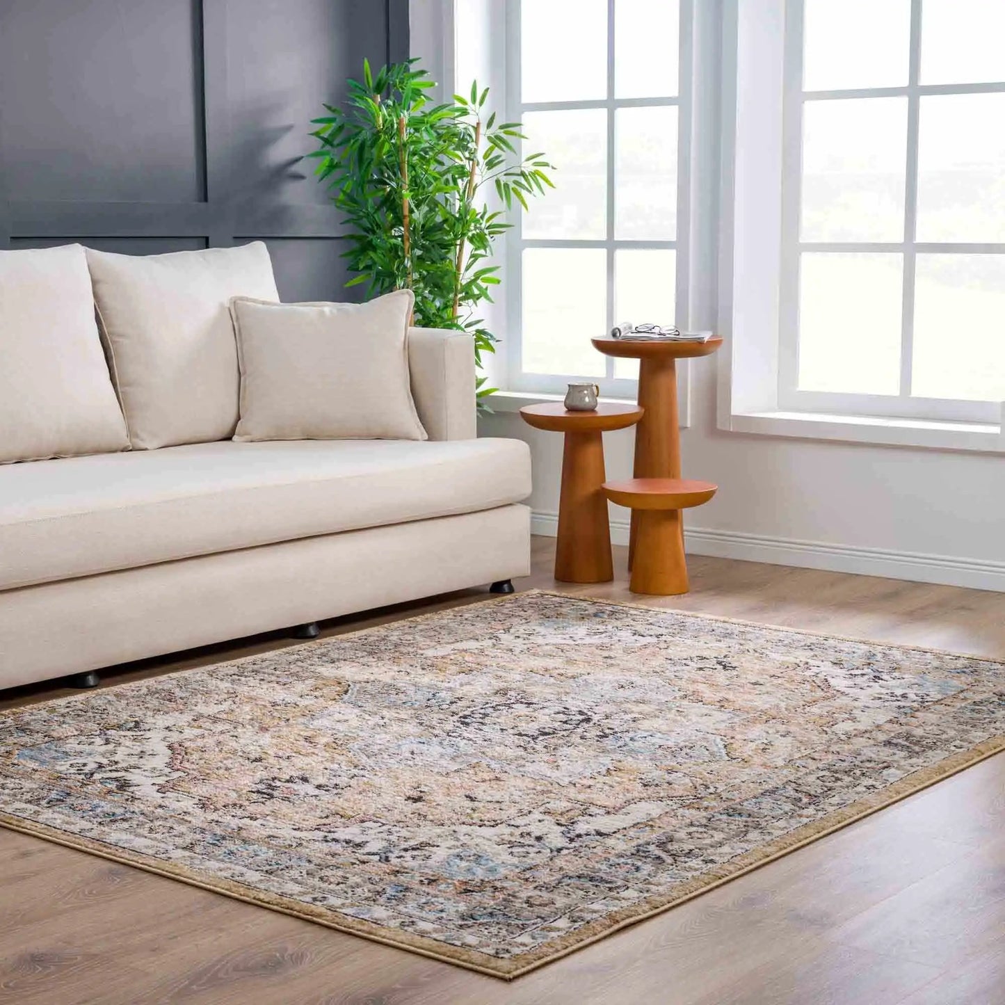 Albie Gold & Beige Area Rug from PriceLows™