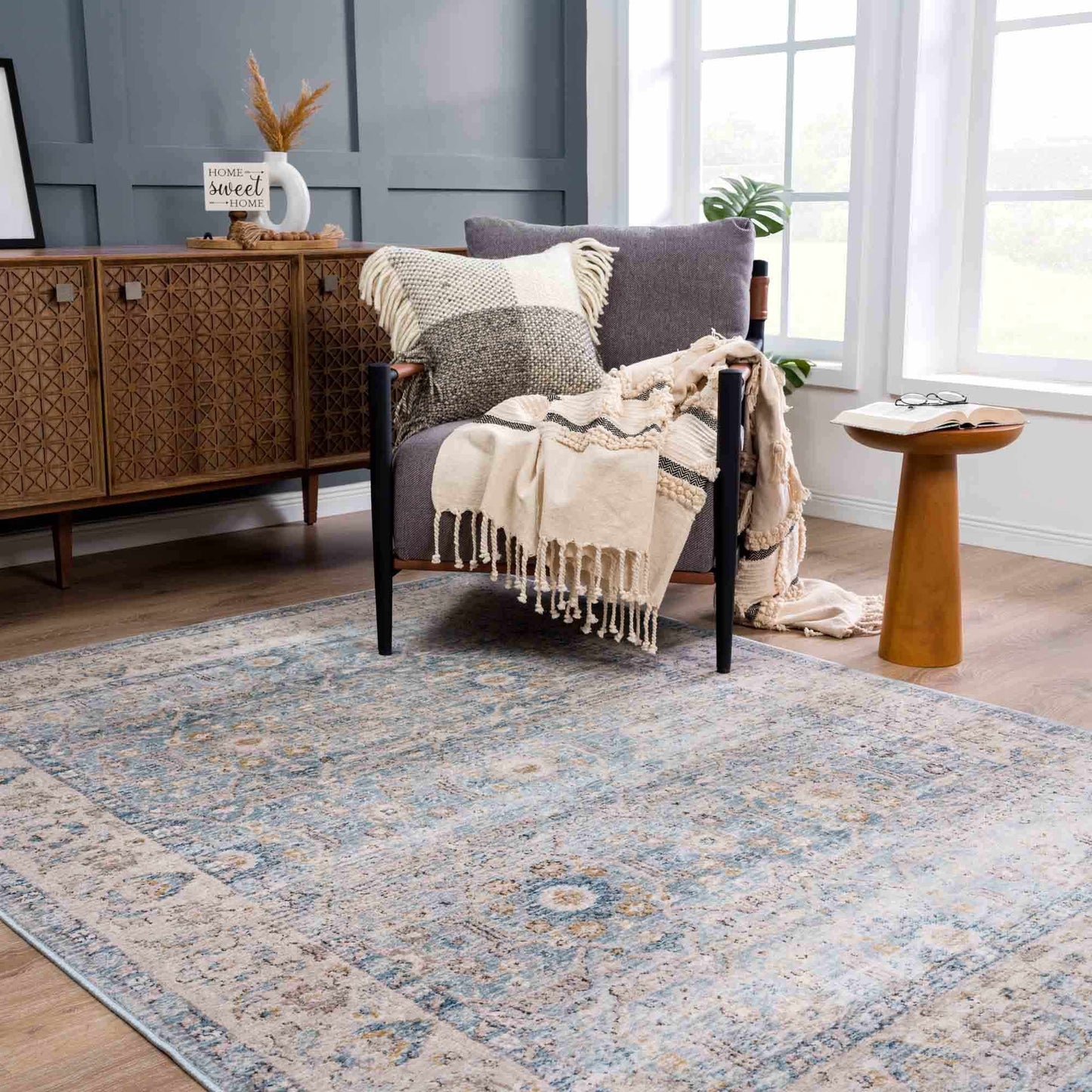 Anana Silver Blue & Beige Area Rug from PriceLows™