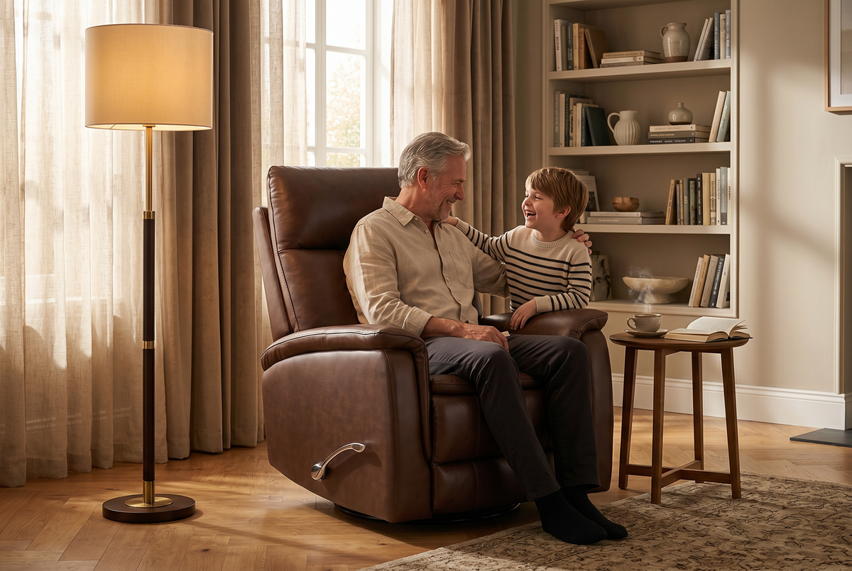 Manual Recliner | Leather Look Material | Single Seat Brown