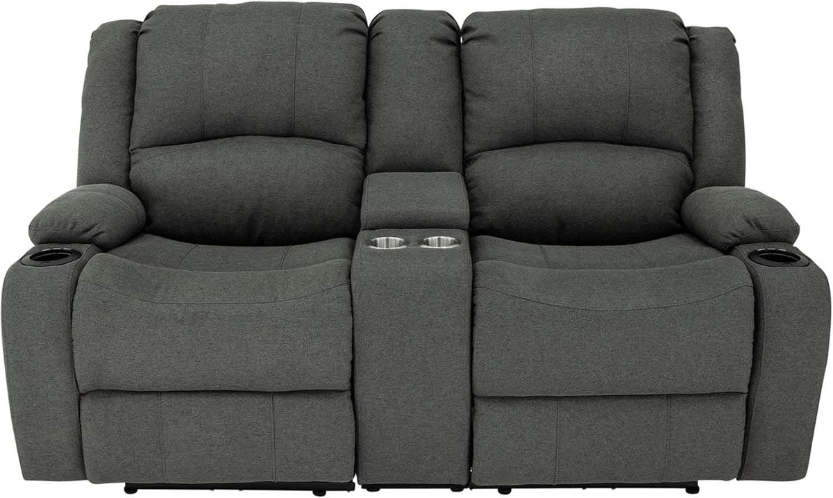 Powered Double Wall Hugger Recliner Sofa 67in Fossil Cloth from PriceLows™
