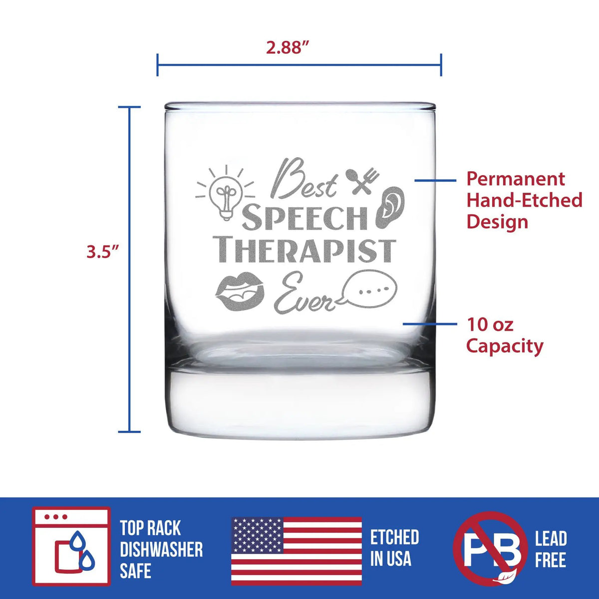 Whiskey Rocks Glass | Etched Text Design | 10 Oz Capacity