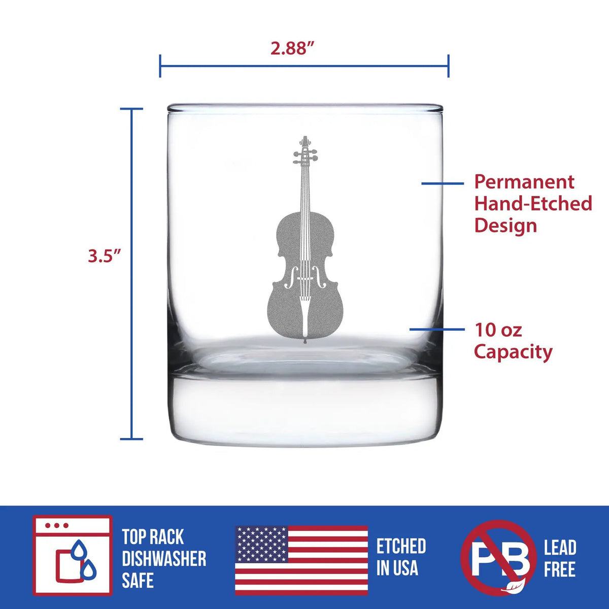 Rocks Glass | Permanently Etched Cello Design | 10 Oz