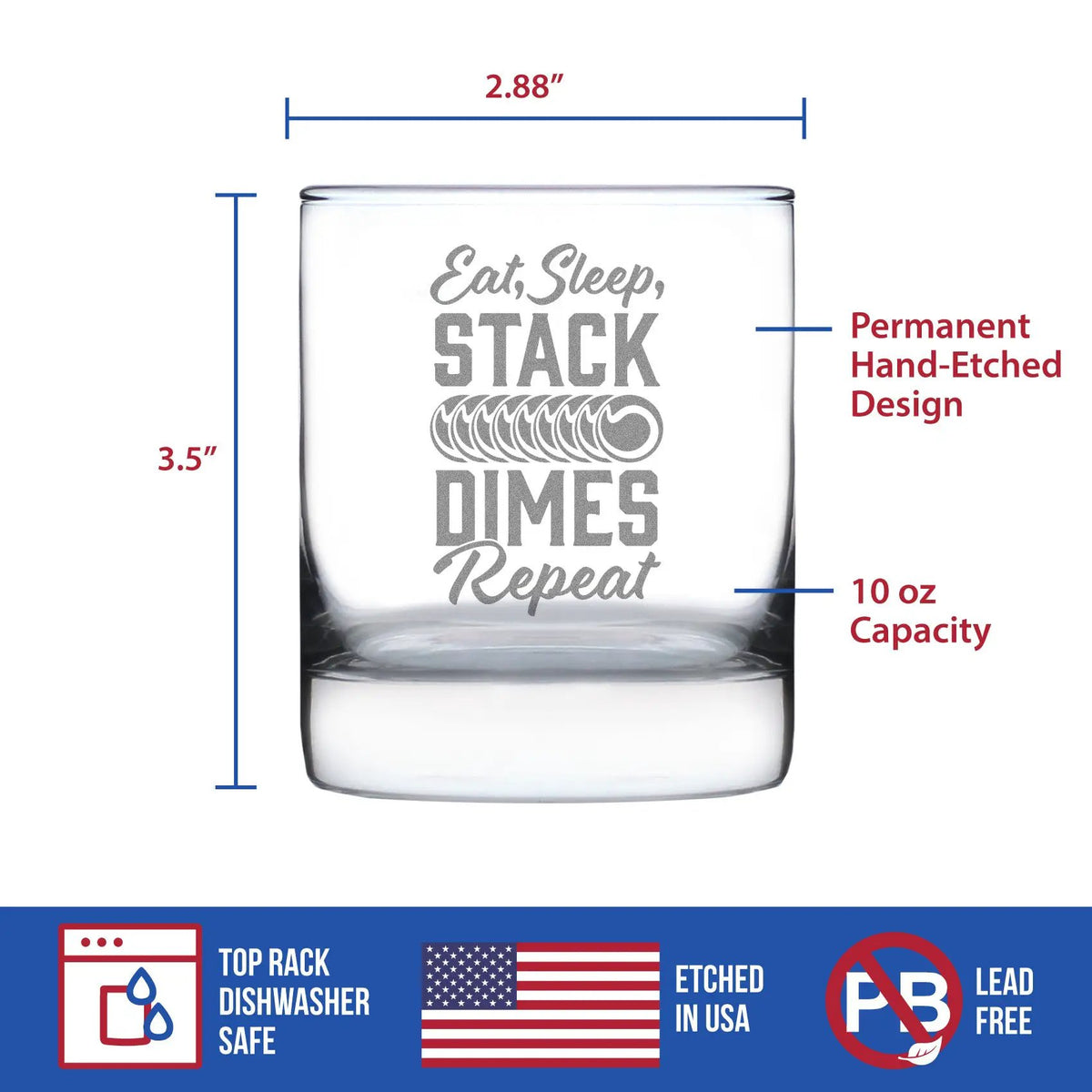 Old Fashioned Whiskey Glass | Hand Etched Design | 10 Oz Capacity