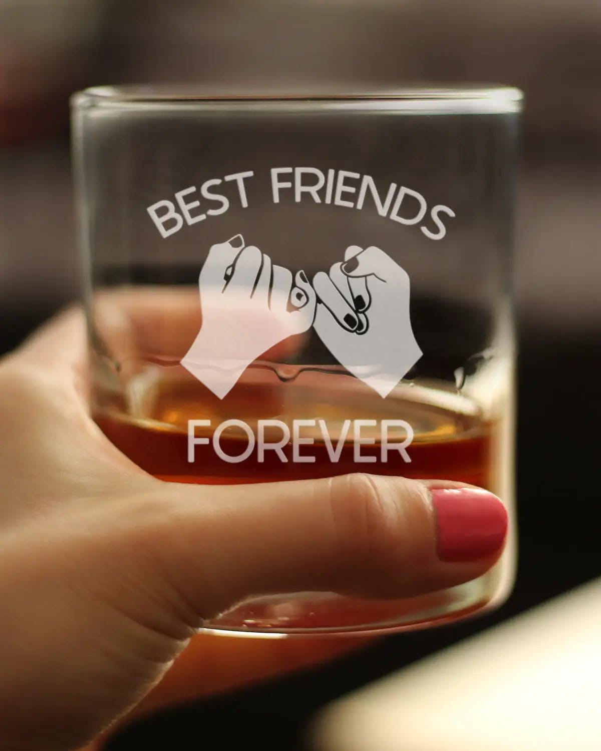 Etched Rocks Glass | 10.25 oz Whiskey Glass | Dishwasher Safe | Best Friends Forever