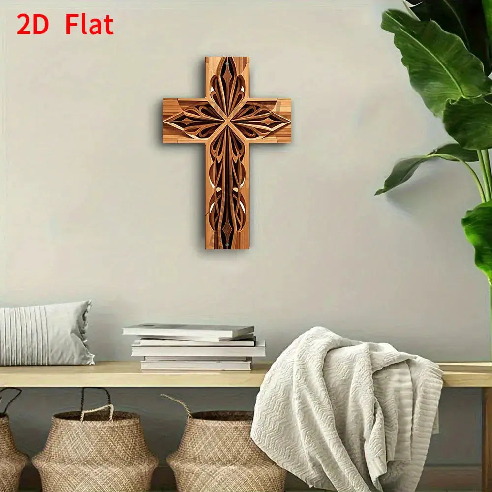 Retro Metal Cross Wall Plaque | Indoor Outdoor 2D Art | PriceLows™