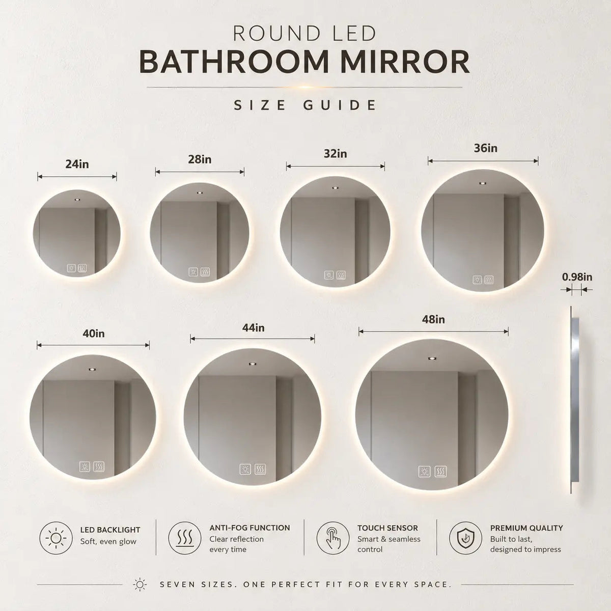 Round Backlit Bathroom Vanity Mirror Dimmable Lights Value