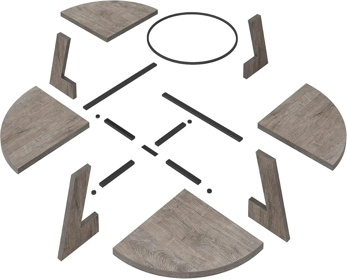 Round Dining Table 47 Inch Wood Farmhouse Grey Kitchen from PriceLows™