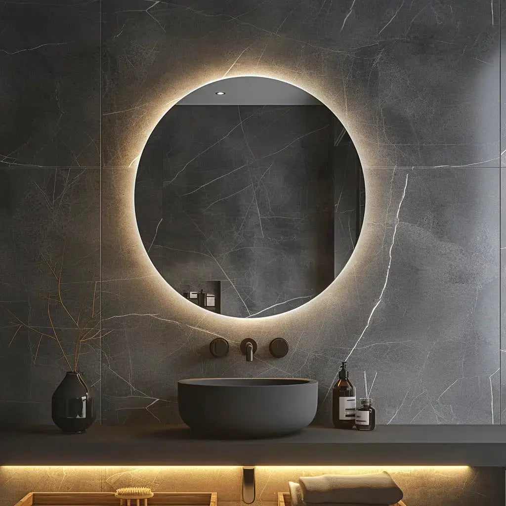 Round Backlit LED BATHROOMS Vanity Mirrors With Dimmable Lights from PriceLows™
