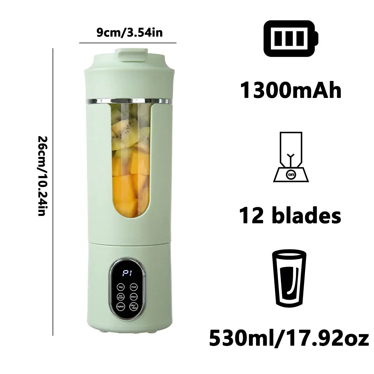 New 530ml Portable Juicer Wireless USB Charging Crushed Ice Electric Juicing 12 Blade 4 Gears 7.4V Mini Fresh Juice Blender from PriceLows™