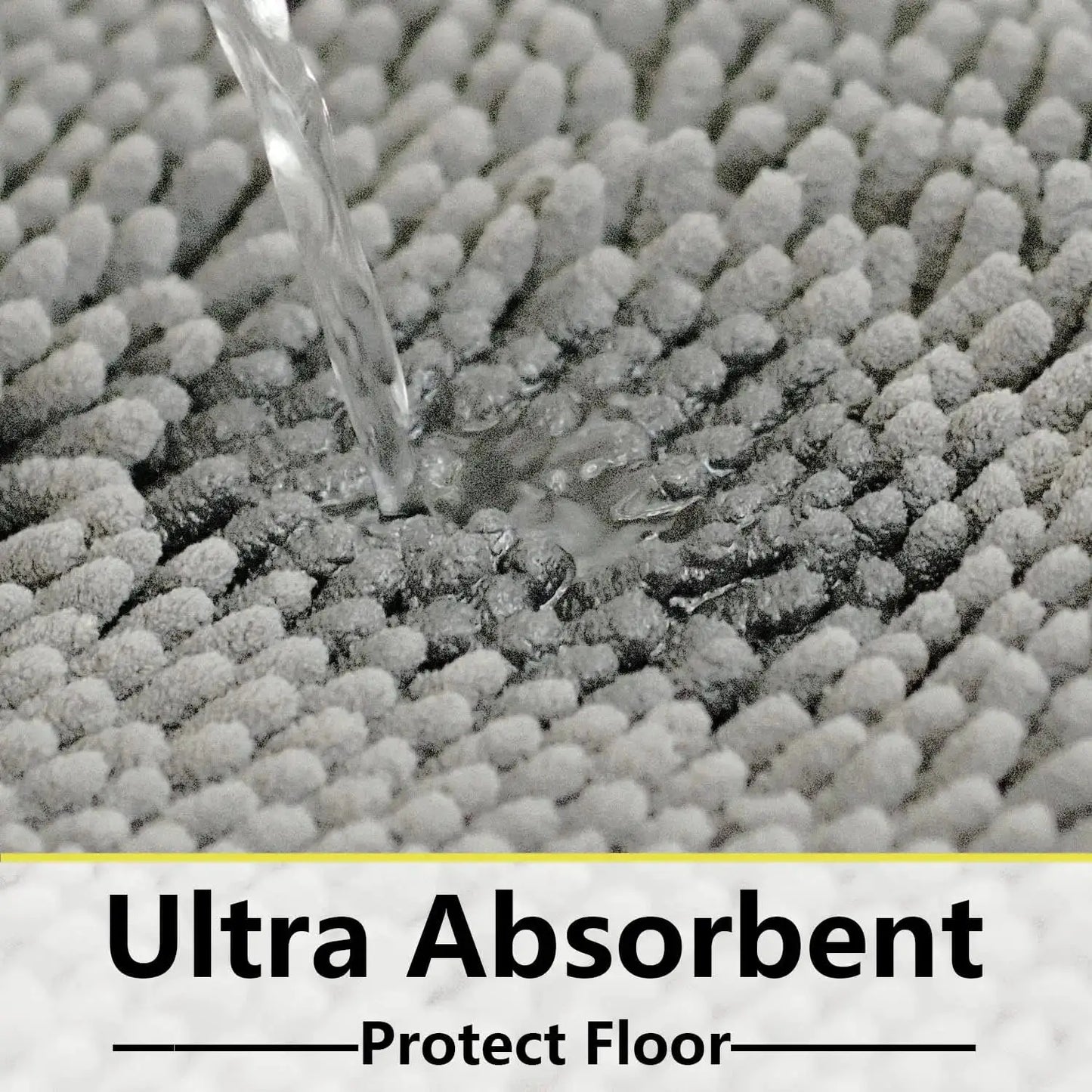 Ultra Soft Chenille Bath Mat Set 2-Piece, Non-Slip Absorbent Bathroom Rugs, Machine Washable (32x20+24x16 Inch, Light Grey) from PriceLows™