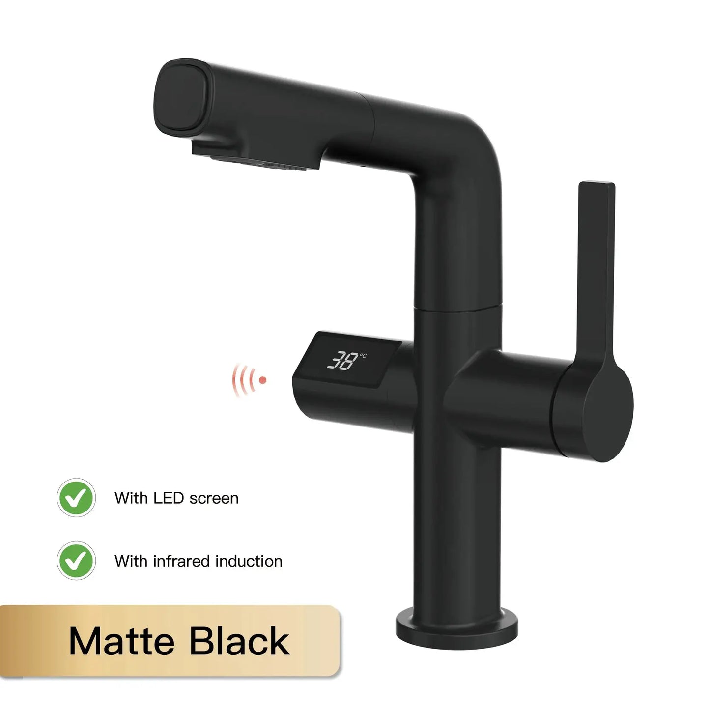 Kitchen Faucet | Digital Display | Gun Gray Brass | Two Function from PriceLows™