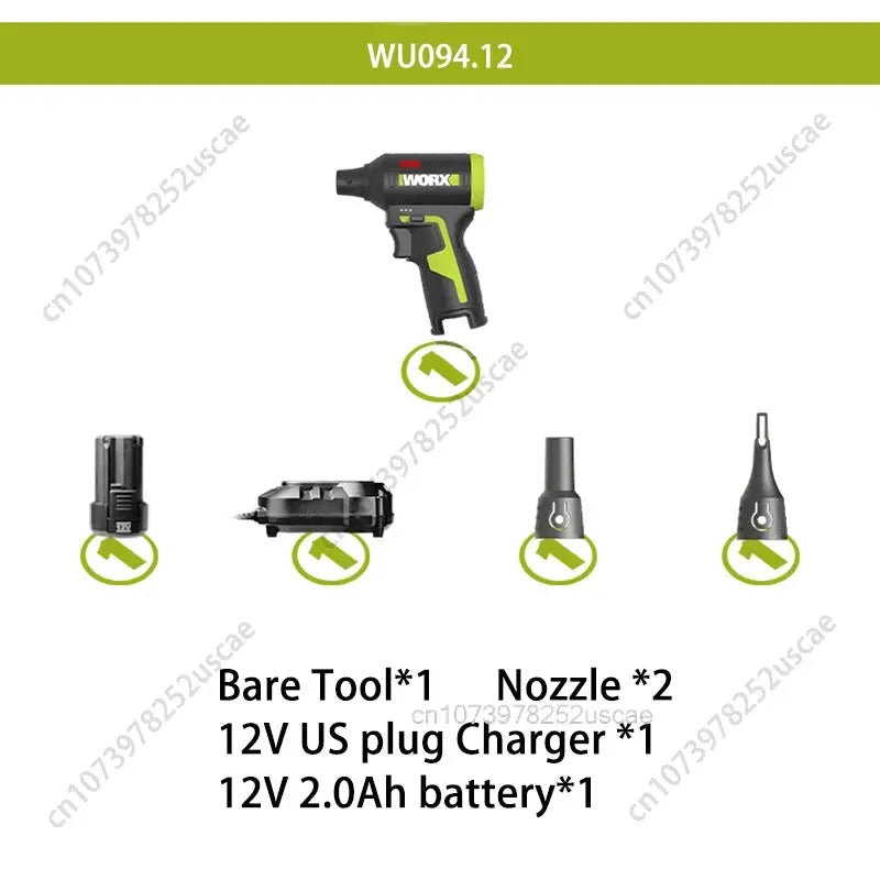 WORX WU094 Rechargeable Cordless Blower Max 130000rpm 2.4N For Worx 12V Green Battery Screwdriver Power Tools from PriceLows™