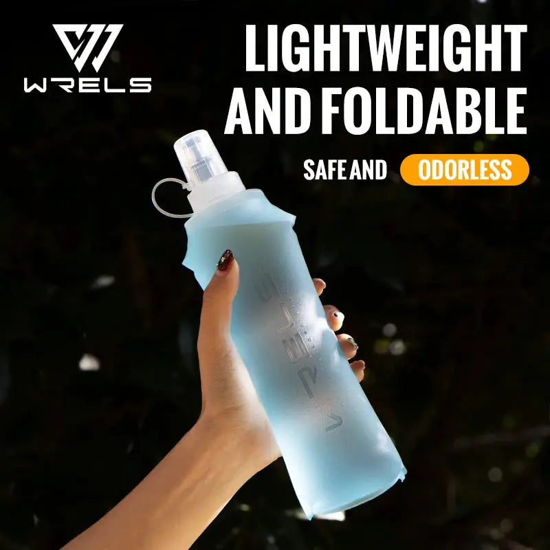 WRELS Folding Collapsible Water Bottle Running Water Bottle Soft Flask TPU BPA-Free Camping Hiking Travel Folding Water Bottle from PriceLows™
