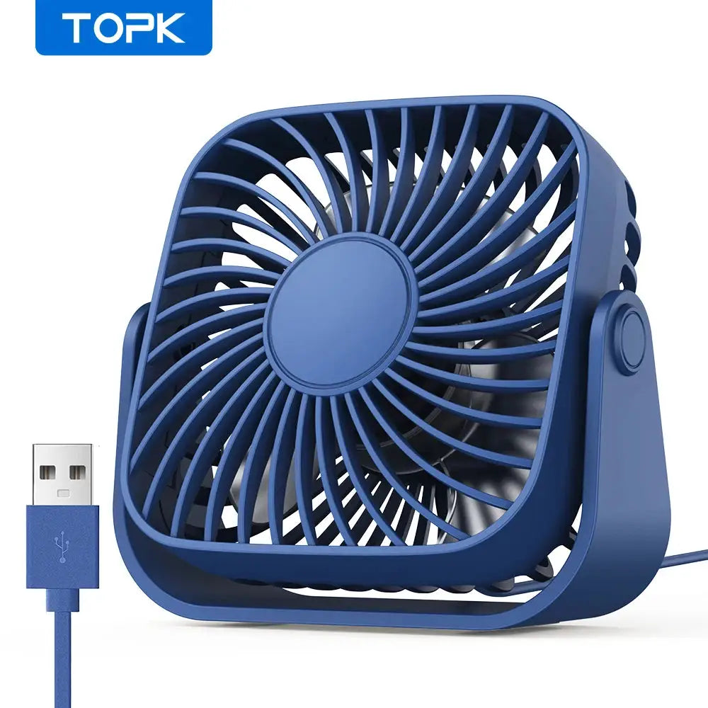 TOPK 4Inch USB Mini Portable Fan for Camping,3 Speeds Quiet Desk Table Personal Fan,360°Adjustment Standing Fans for Room Home from PriceLows™