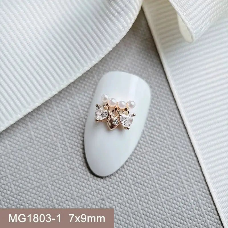 10pcs/lot Luxury Flower Love Heart Zircon Metal Nails Jewelry Material Decorations Nail Art Accessories Charms Parts Supplies from PriceLows™