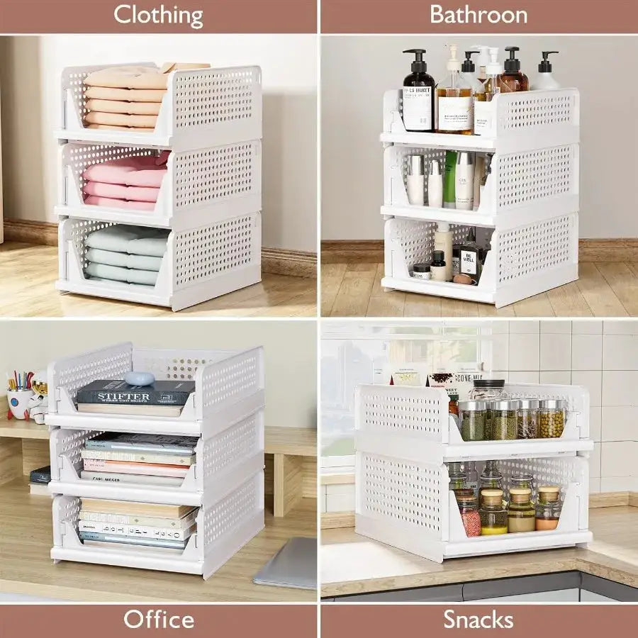 5 Pack Closet Organizers Storage Box Closet Storage Stackable Storage Bins Plastic Drawer Basket for Wardrobe Cupboard Kitchen from PriceLows™