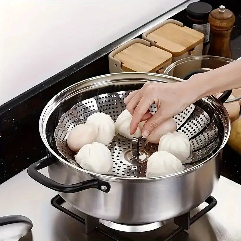 Stainless Steamer Basket | Expandable 6 to 10.5in | Foldable | Fits Pots