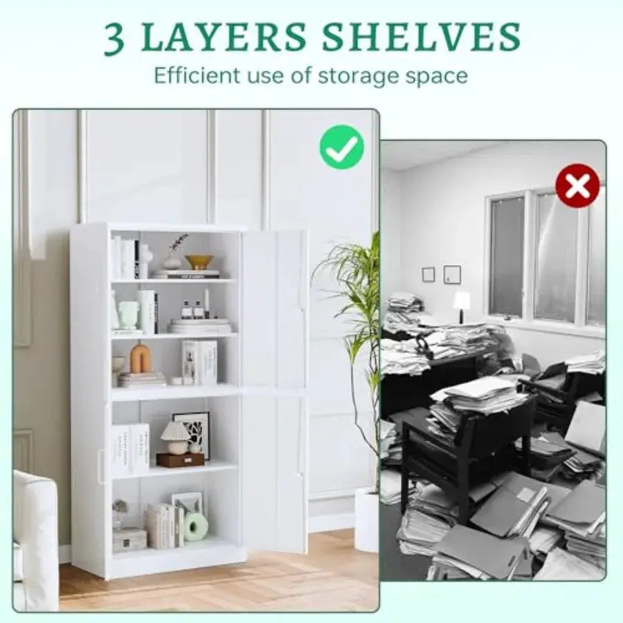 Metal Storage Cabinet with Lock Door, Adjustable Shelf Steel Cabinets for Office, Home, Pantry, Kitchen, Garage Utility Cabinet from PriceLows™