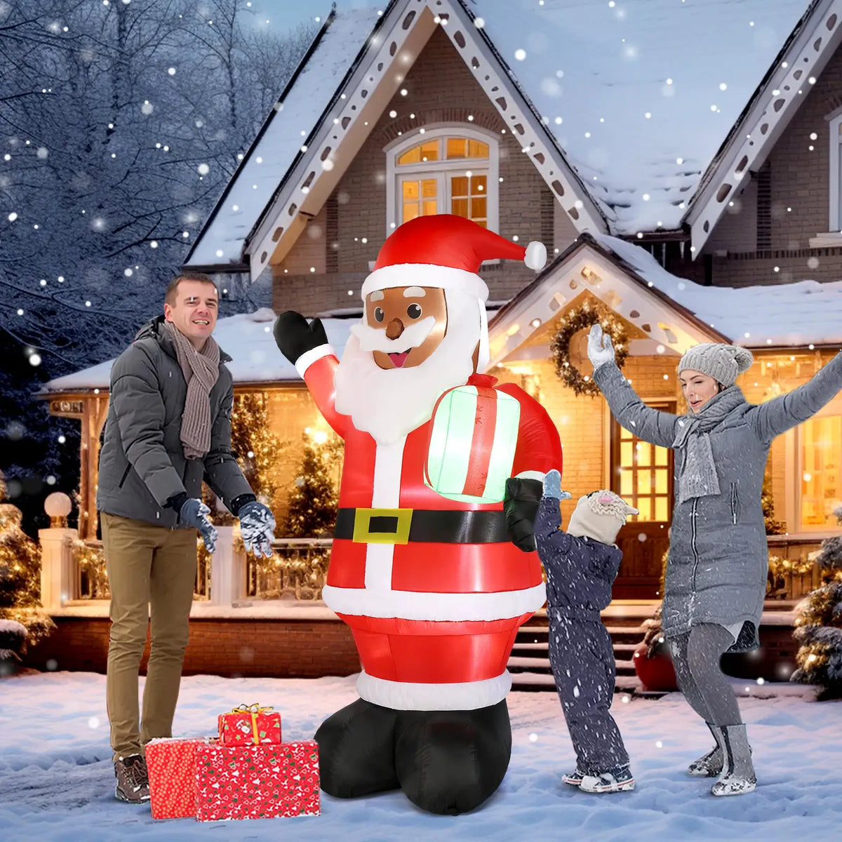 Christmas Inflatable Santa | 7 Ft With Led Lights | Outdoor Yard Decor