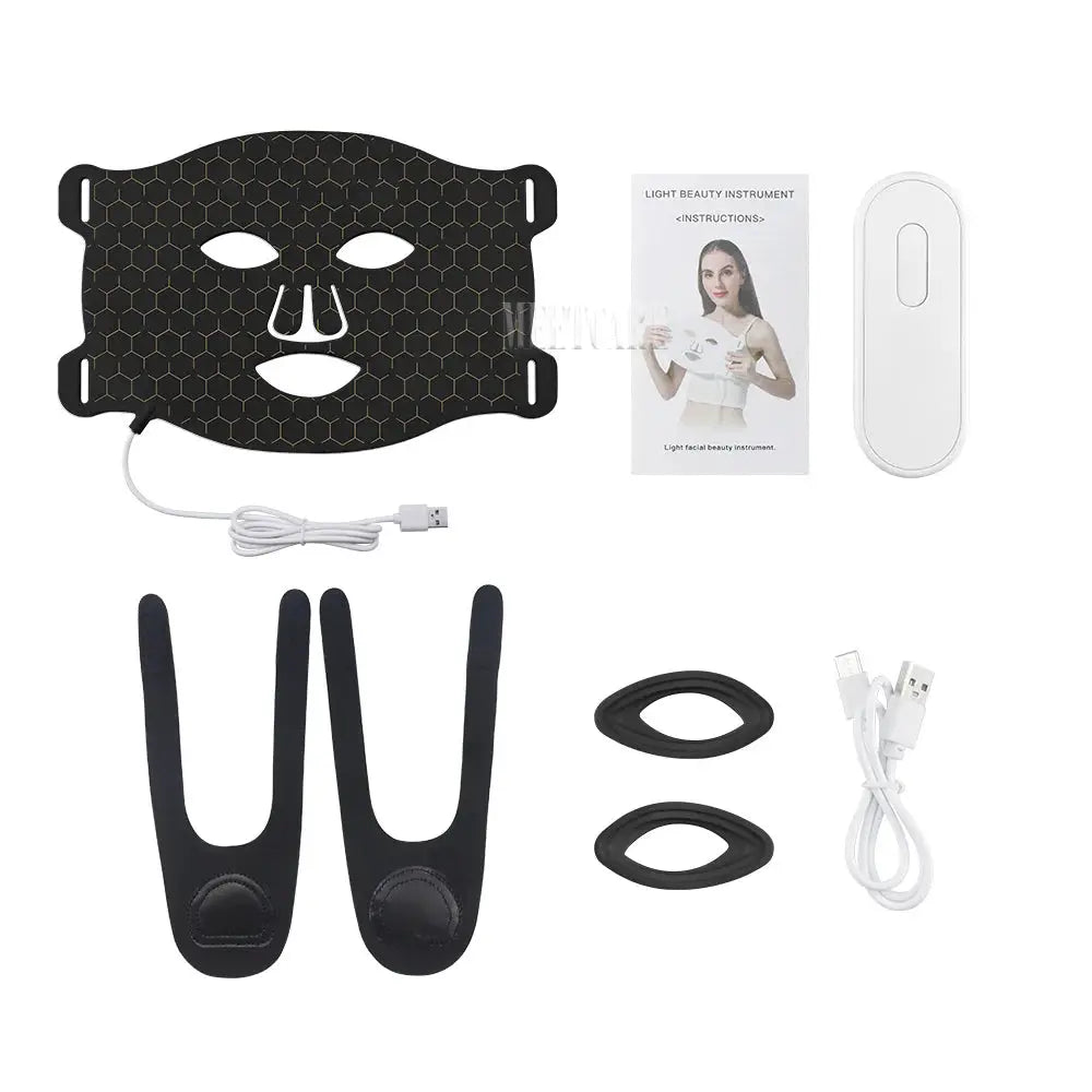 7Colors LED Face Mask with 110pcs Lamp Beads Photon Red Light Therapy Repair Skin Beauty Wireless Flexible Facial Masks from PriceLows™