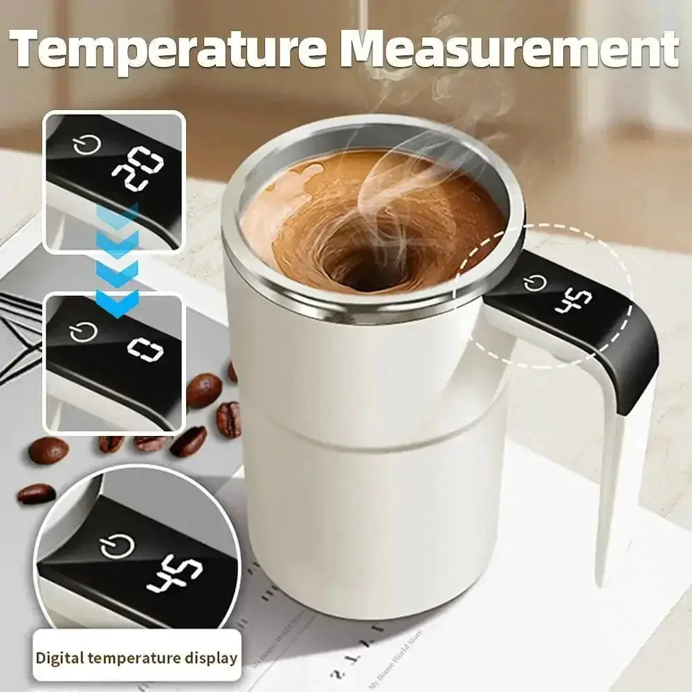 Automatic Self Stirring Magnetic Mug with LCD Screen Coffee Milk Stainless Steel Mixing Cup USB Rechargeable Smart Thermal Cups from PriceLows™