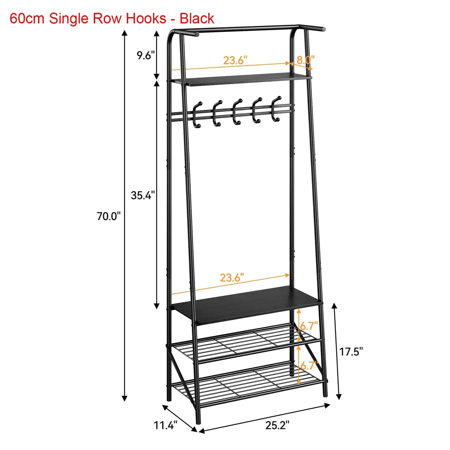 Coat Rack Shoe Bench, 4-in-1 Hall Trees Entryway Bench with Coat Rack and Shoe Rack, Steel Frame Storage Shelf and Hanging Bar from PriceLows™