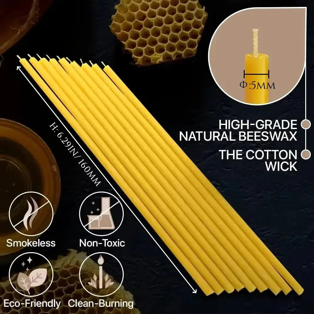 Natural Beeswax Candles | 6 Inch Stick | Handmade Decor | 50 To 300 Pack