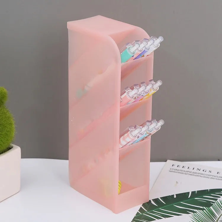 Desk Pen Organizer | Plastic Matte Finish | Square Shape | ZBT02