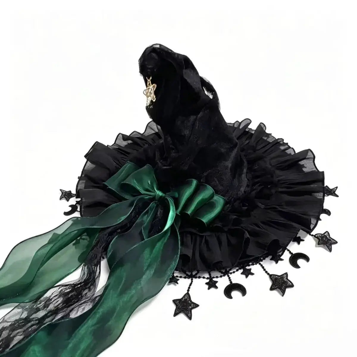 Witch Hat | Lace Trim | Velvet Material | Moon Pendant