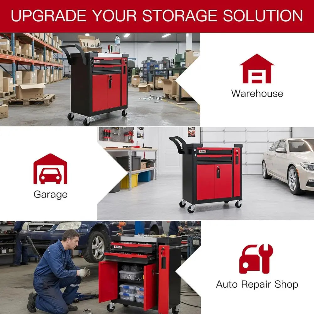 2-Der Tool Chest with Wheels, Rolling Tool Chest with Side Der,Tool Cabinet Ders lockable,Tool Cart with Top comparent,or Garage from PriceLows™