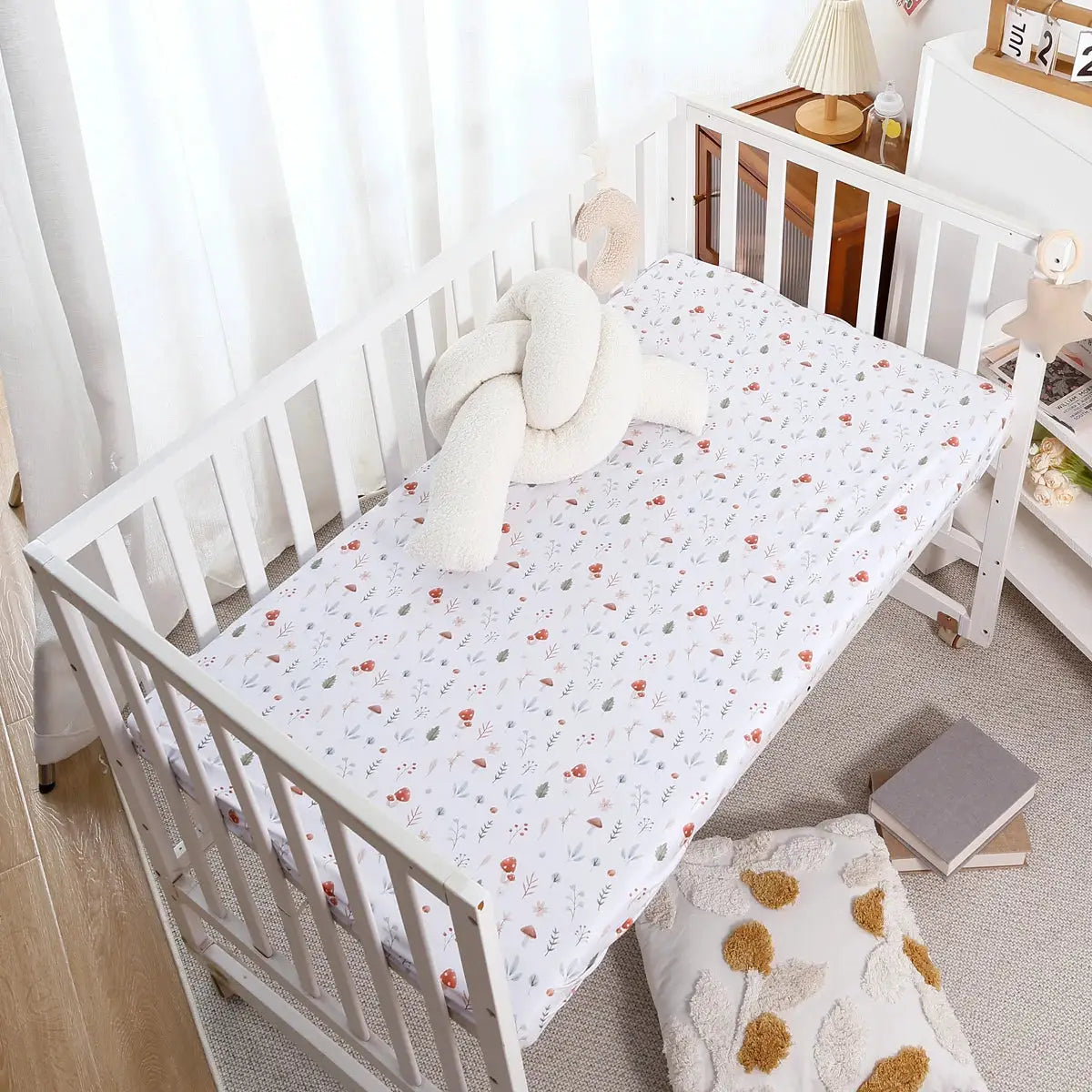 Elinfant 100% Polyester Crib Fitted Sheet, Luxurious Mattress Cover for Home & Travel,Nursery Bedding Set ,Crib Essentials from PriceLows™