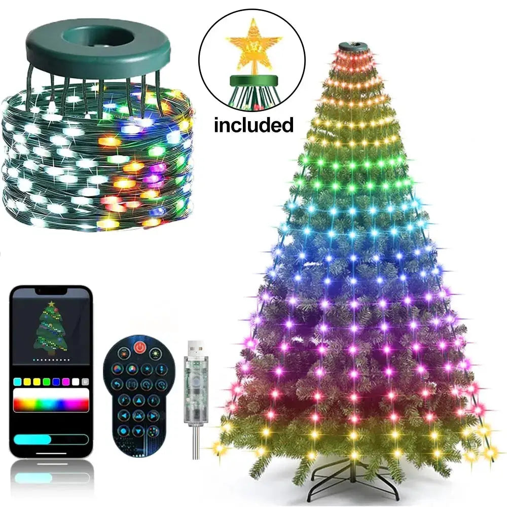 Smart Christmas Tree Lights | 400 Led Bulbs | Addressable Control | Top Star