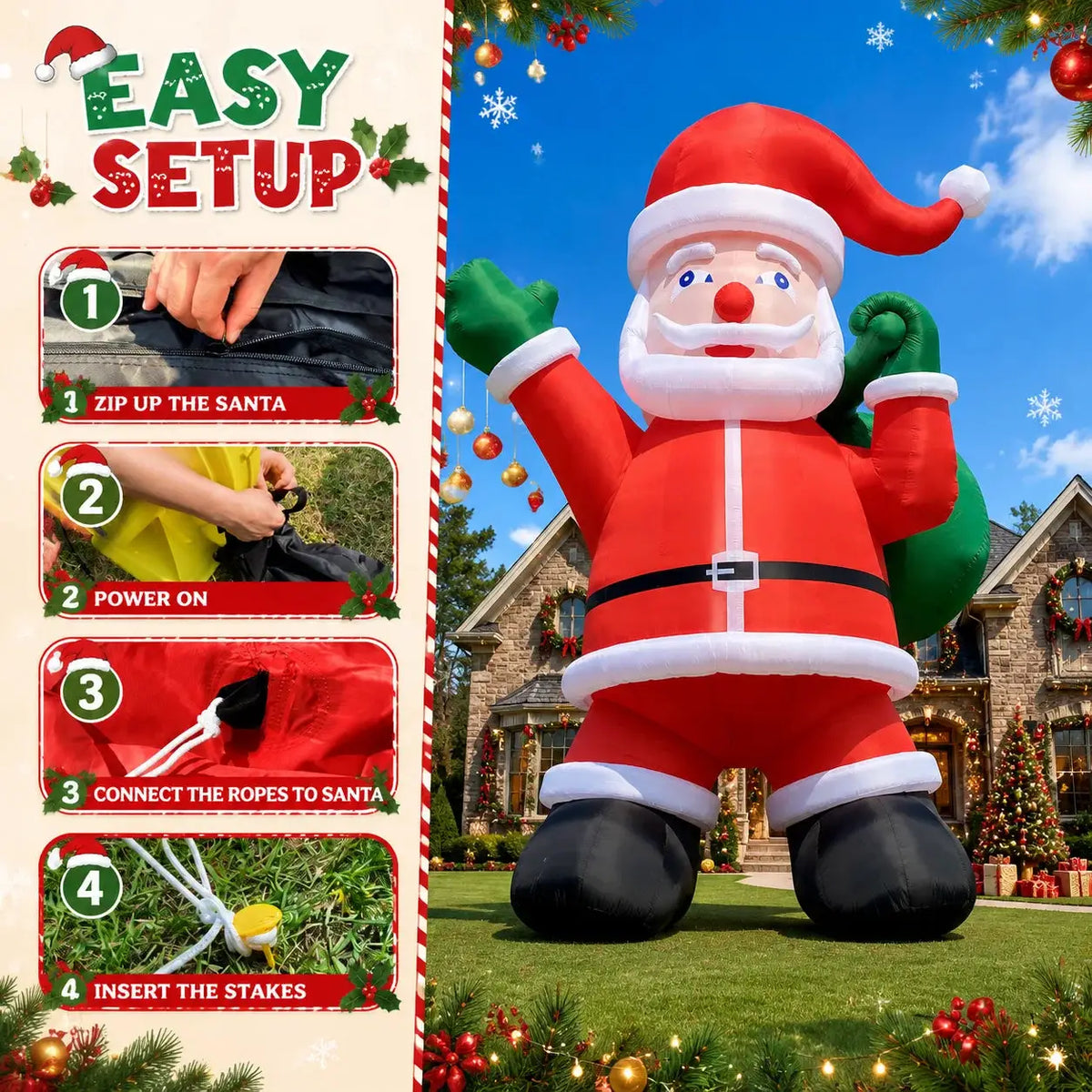 Inflatable Christmas Chimney | 28 Ft Or 33 Ft | Outdoor