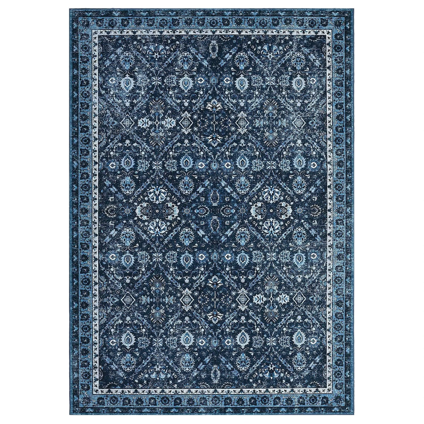 Rug for Living Room, Machine Washable, Non-Slip,Stain & Water Resistant, Low-Pile Moroccan Trellis Hallway Vintage Foldable Rug from PriceLows™
