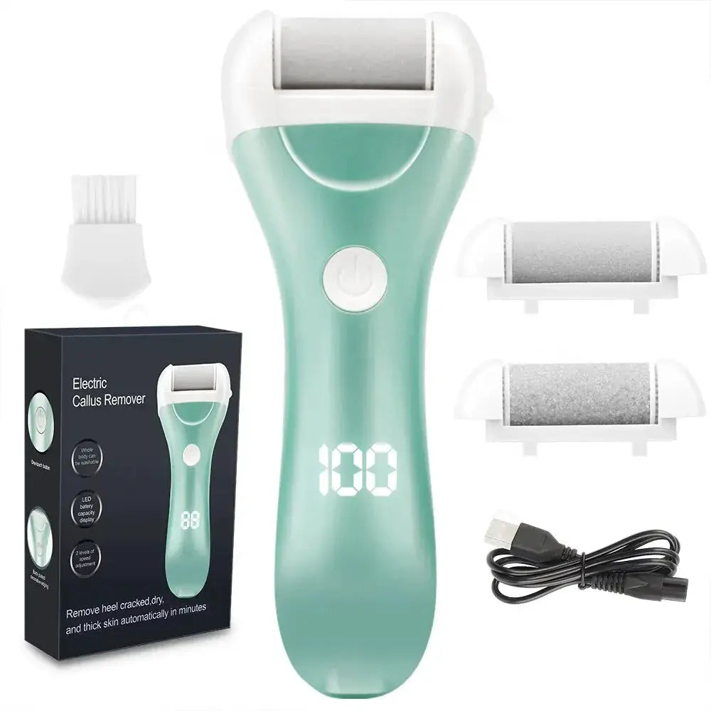 Electric Pedicure Foot File USB Rechargeable Power Display 3pcs Grinding Exfoliator Replacement Heads For Heel Callus Remover from PriceLows™