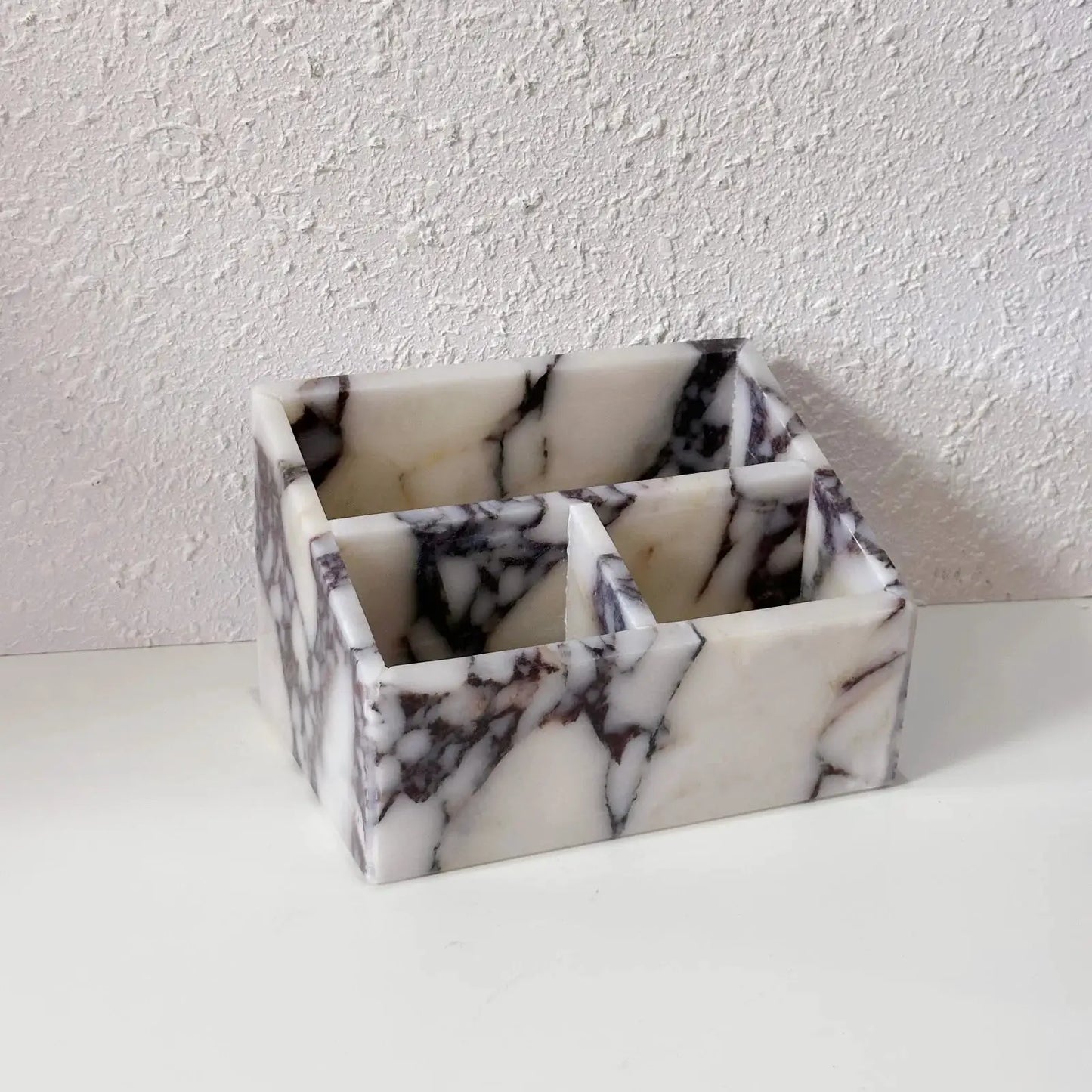 Luxury Calacatta Viola Natural Marble Desktop Organizer, Multi-Layer Stone Tray for Pens, Makeup Brushes, Jewelry Organizer from PriceLows™