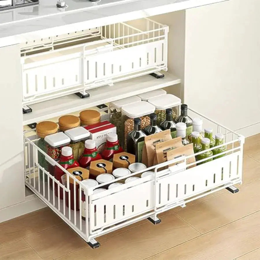 Under Sink Pull-Out Cabinet Organizer for Kitchen and Bathroom Cabinet Storage - Metal Expandable Drawers 12.8-19.49in Width Su from PriceLows™