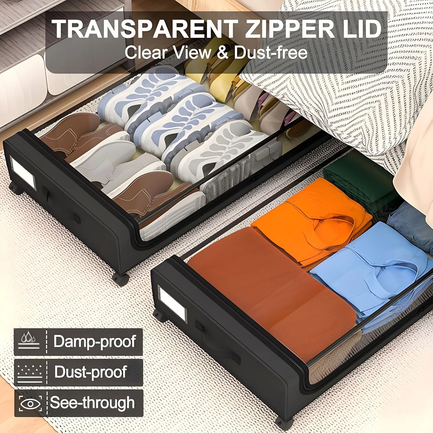 1pc/2pcs, XXL 15.85 Gallons, Under Bed Storage with Wheels, Under-bed Storage, Perfect for Storing Shoes And Clothes, Large-capacity Storage Box with Lid, Room Organization, Under-bed Storage Box from PriceLows™